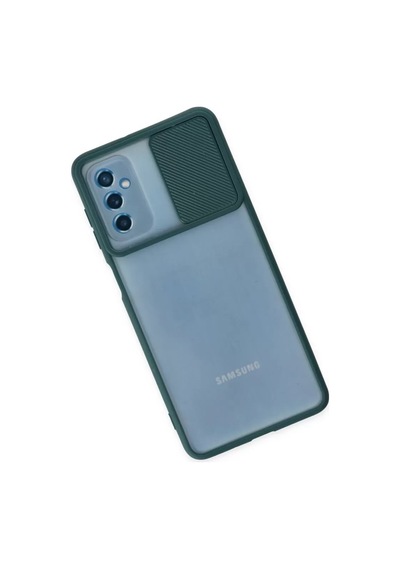 Newface  Samsung  Uyumlu Galaxy M52 5g Kılıf Palm Buzlu Kamera Sürgülü Silikon - Yeşil