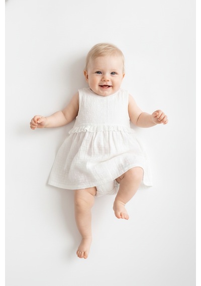 Tiffany Baby & Kids Müslin Newborn Pure Tasarımlı Elbise ekru