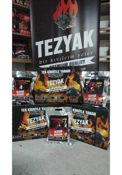 Tezyak Klasik Tek Kibritle Yanan Yeni Nesil Mangal Kömürü (2 Kg x 10 Paket) 20 KG