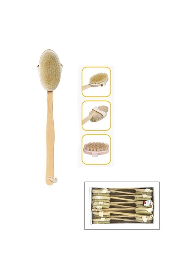 İbico İ21-095 Sırt Kesesi Ve Duş Fırçası Fırça:6x12cm + Sap:30cm 42cm 2in1 Kullanım Ahşap Saplı - 10'li Paket Diğer