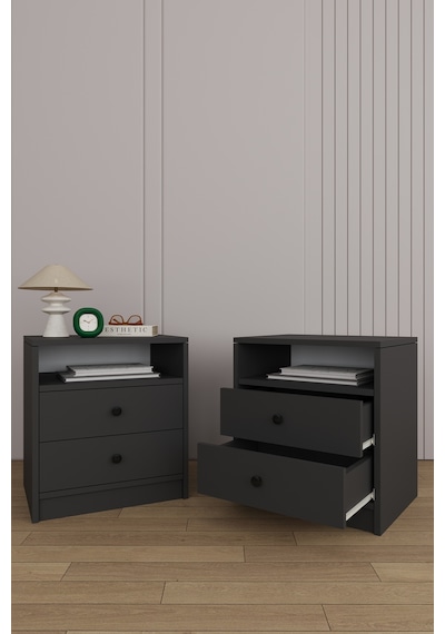 Yatak Odası Takımı 5 Parça %100 Mdf Gardırop Şifonyer Makyaj Masası Komodin Ytk02 Antrasit