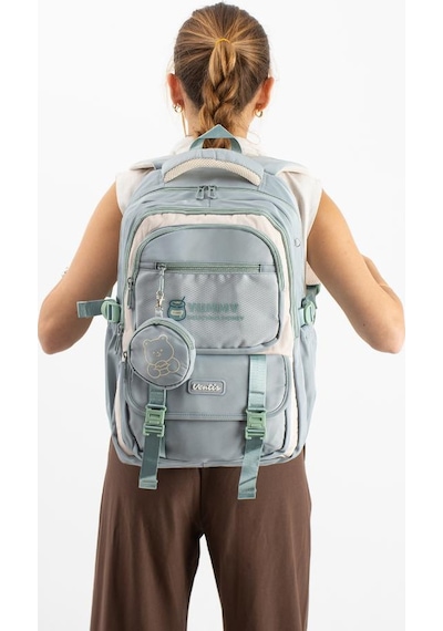 Ventis Unisex Okul Çantası Ortaokul Lise Cüzdanlı Sırt Çantası 43 30 Cm Su Geçirmez Kumaş Vnt5-e Mavi