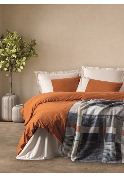 Cotton Box Comfy Pamuk Battaniyeli Çift Kişilik Nevresim Takımı Clement Tarçın