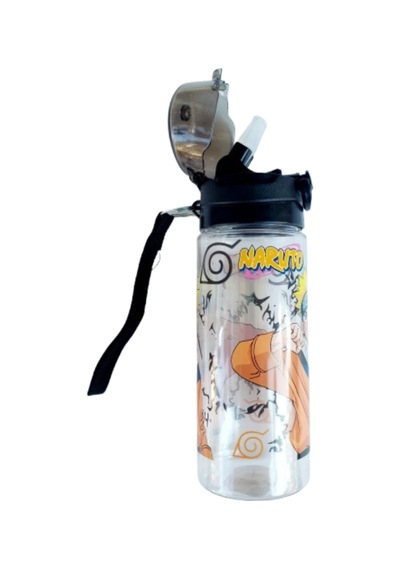 500 Ml Naruto Lu Suluk Matara Kalın Pipetli Siyah 1 Adet Şeffaf