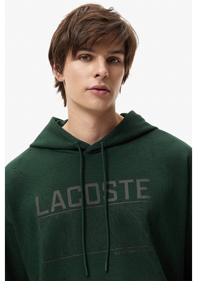 Lacoste Men's Oversize Sweatshirt Bol Kesim Kapüşonlu Pamuklu Erkek Sweatshirt Yeşil