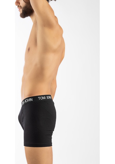 Tom John Erkek Boxer 5 Li Paket Likralı Siyah