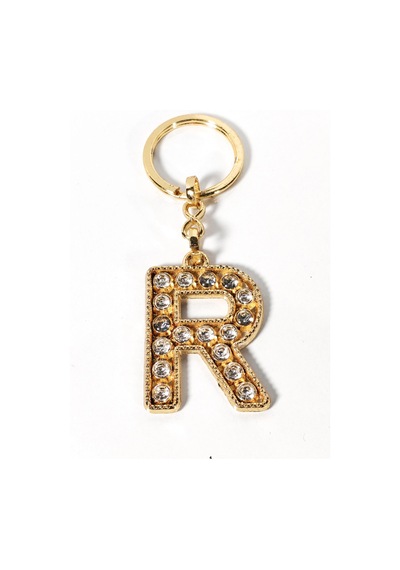 R Harfi Taşlı Gold Renk Metal Anahtarlık Şık Ve Işıltılı Harf Tasarımı Çok Renkli