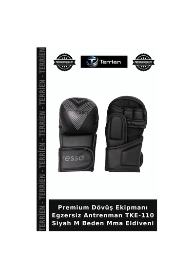 Premium Dövüş Ekipmanı Egzersiz Antrenman Tke-110 Siyah M Beden Mma Eldiveni