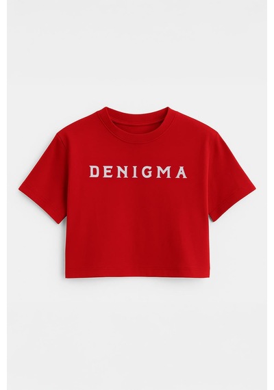 Markapia Woman Kadın Bisiklet Yaka Kısa Kollu Crop T-shirt Kırmızı Xs