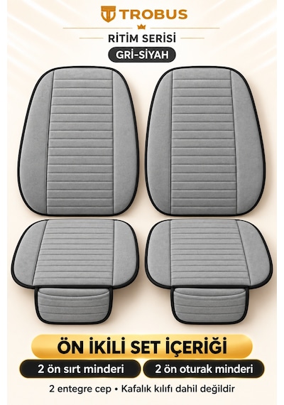 Trobus Ritim Opel Astra 2011-2015 Baby Face Ön İkili Koltuk Minderi Gri Siyah