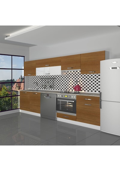 Decoraktiv Elite 280y Ank Mdf Hazır Mutfak Dolabı - Tezgah Dahil - Naturel Ceviz
