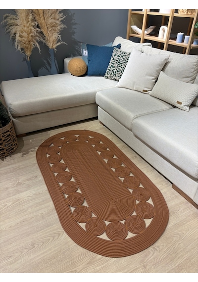 Mavaux Cookie Jüt Hasırlı El Örgüsü Kilim Natural