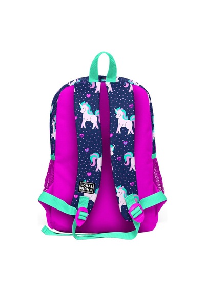 Coral High Kids Lacivert Unicorn Desenli Dört Bölmeli Okul Sırt Çantası