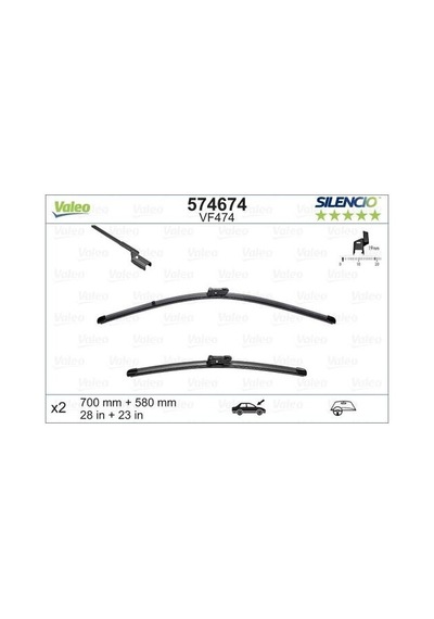 Valeo 574674 Silencio Trm Flat Blade Vm474 X2 700 580 Mm Opel Meriva 06 10 1272023 -