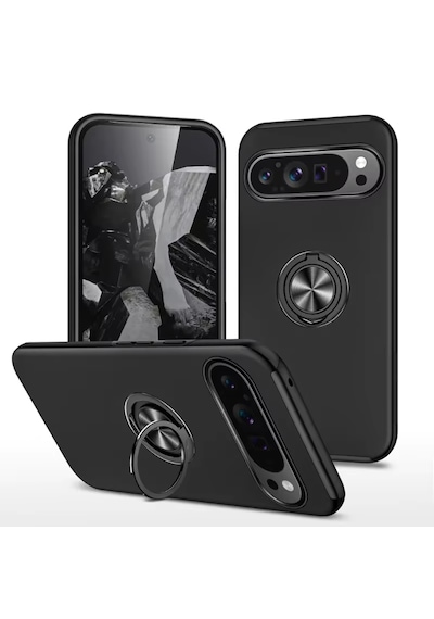 Microcase Google Pixel 10 Pro Xl İle Uyumlu Manyetik Mıknatıslı Yüzük Standlı Kılıf-al5139 Siyah