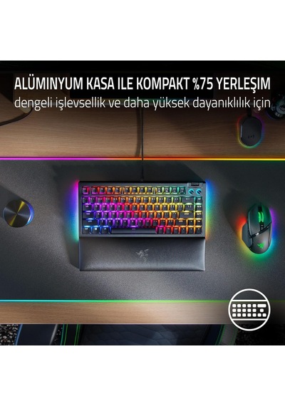 Razer Blackwidow V4 75% - Çalışırken Değiştirilebilir Mekanik Oyu