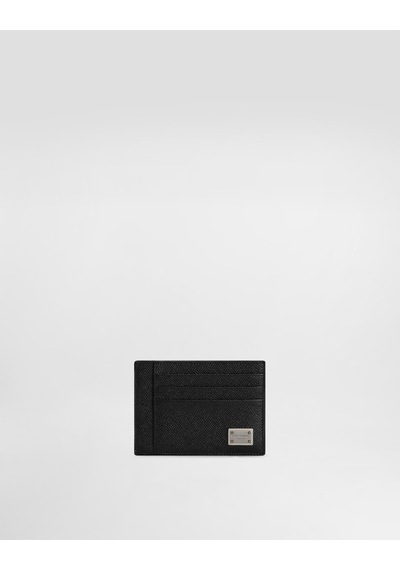 Dolce & Gabbana Dauphine-print Calfskin Card Holder Siyah