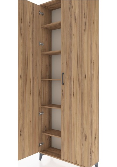 Arges Dolap 5 Raflı 2 Kapaklı 88x30x243 Çam-çam Çam