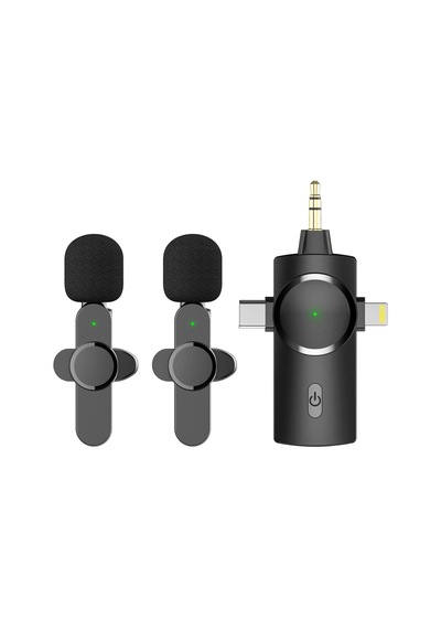 Lexroo Apera Gn-02 Profesyonel Kablosuz 2 Adet Mikrofon 3 Port 3.5mm Aux Apple iPhone Uyumlu Type-c