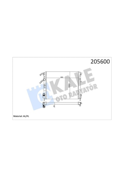 Kale 0528292al Radyatör Clıo Iı-kangoo-logan1.5 Dcı-1.6 16v-1.9 Dtı-k4m Ac Klimasız Mek 480x414.5x23 2sıra Al Pl 7700428082