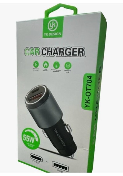 Hızlı Araç Şarjı 55w Type-c & Usb1 Araç Şarj Başlığı 55w Type-c & Usb1