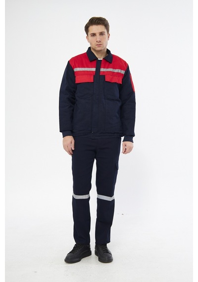 Mervem İş Takımı 7/7 Gabardin Kapitoneli Reflektörlü Lacivert