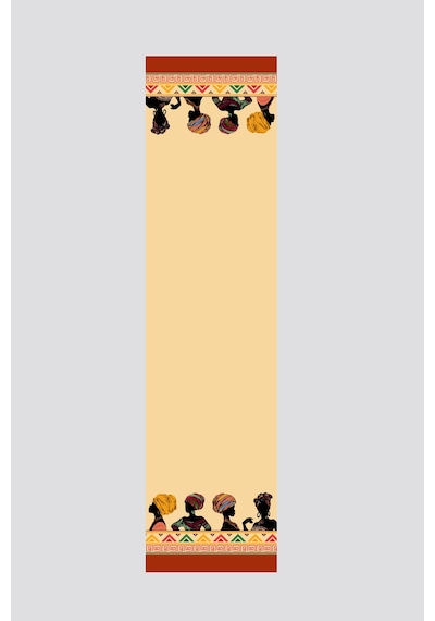 Renkli Etnik Afrika Kadın Figürlü Runner 40x140cm Yeşil