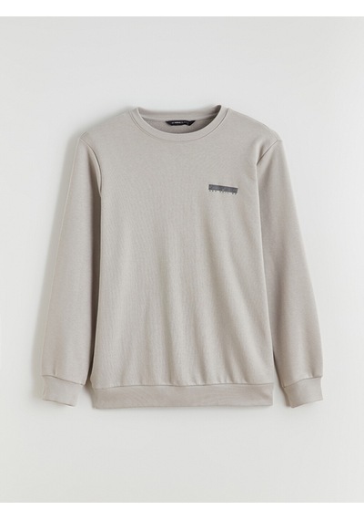 Lcwaıkıkı Classic Gri Bisiklet Yaka Baskılı Erkek Sweatshirt