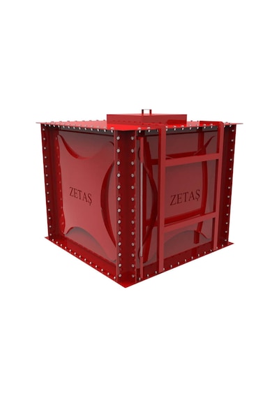 Zetaş Sıvı Membran Kaplı Modüler Su Deposu Kırmızı 5000 L