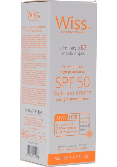 Wiss+ Spf 50 Leke Karşıtı Yüz İçin Güneş Kremi 50ml