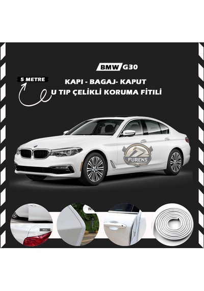 Bmw G30 Oto Araç Kapı Koruma Fitili 5metre Parlak Beyaz Renk