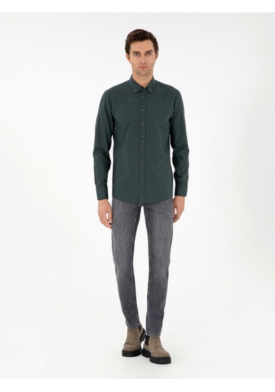 Cacharel Koyu Yeşil Slim Fit Uzun Kollu Gömlek Cacharel Koyu Yeşil Slim Fit Uzun Kollu Gömlek