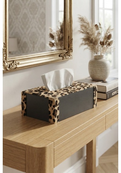 Peçetlik Casalona Kahve Leopar Tüy
