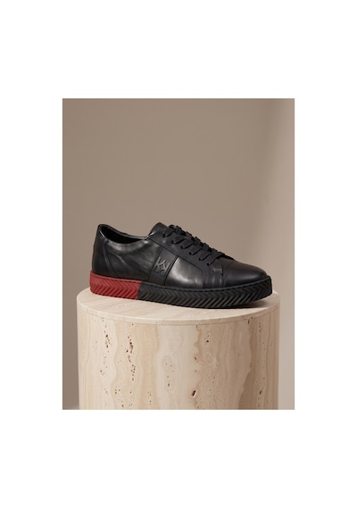 Bafaş Ayakkabı 037042 Siyah Hakiki Dana Derisi Detaylı Tabanlı Erkek Sneaker