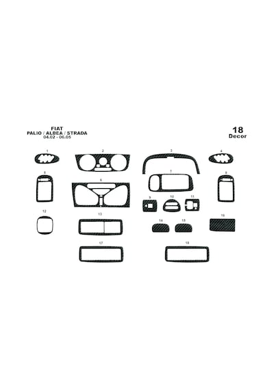 Fiat Palio Albea Strada Torpido Kaplama 2002-2005 18 Parça Karbon