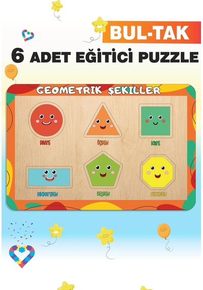 Ahşap Türkçe 6 Lı Set Eğitici-öğretici Yapboz