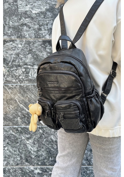 Just Polo Kadın Siyah Orijinal İthal Çok Gözlü Su Geçirmez Ultra Hafif Sırt Çantası Shopper