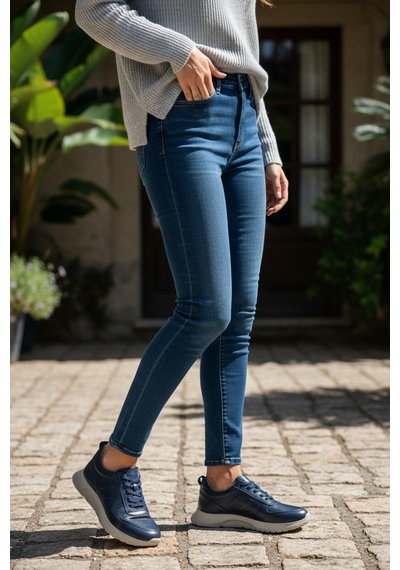 Dosa Shoes Kadın Deri Yandan Dikişli Ayakkabı Lacivert