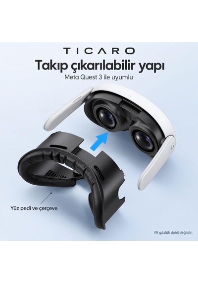 Tıcaro Meta Quest 3 İle Uyumlu Pu Yüz Pedi Ve Arayüz Çerçevesi, Siyah