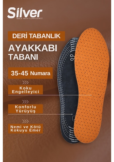 Silver Deri Koku Yapmaz Kesilebilir Ayakkabı Tabanlığı Gözenekli Tabanlık 35-45