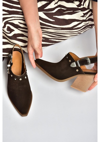 Fox Shoes Y654307702 Kahverengi Hakiki Deri Süet Alçak Topuklu Western Ayakkabı