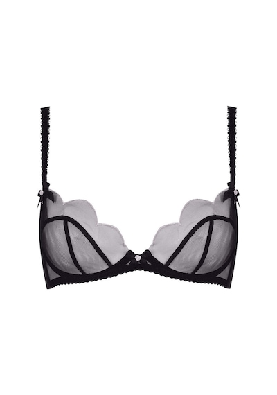 Agent Provocateur Lorna - Pembe Dantelli Plunge Destekli Sütyen - Şeffaf Tül & Avusturya Nakışı Siyah