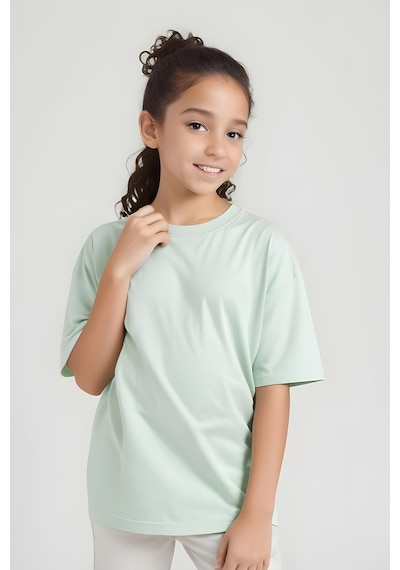 Fyk Kids Kız Çocuk Yuvarlak Yaka Penye T-shirt Mint Yeşil
