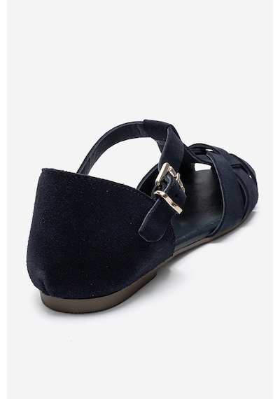 Luvi Shoes Alına Lacivert Süet Hakiki Deri Kadın Sandalet