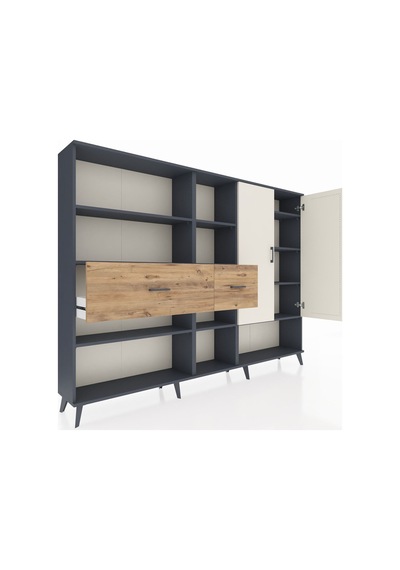 Arges Dolap 10 Raflı 2 Çekmeceli 2 Kapaklı 220x30x163 Antrasit-ay Antrasit-aytaşı/çam Arges Dolap 10 Raflı 2 Çekmeceli 2 Kapaklı 220x30x163 Antrasit-ay Antrasit-aytaşı/çam