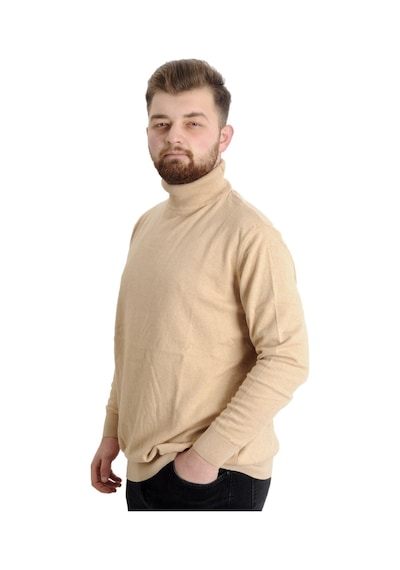 Mode Xl Büyük Beden Erkek Kazak Balıkçı Yaka 22205 Bej 001