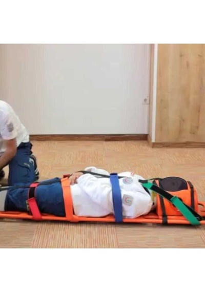 Baş Sabitleyicili Örümcek Kemerli Omurga Tahtası Acil Seti