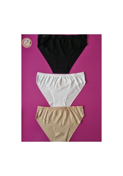 Demirsa Boutique Lazer Kesim Kadın Bikini Külot 3'lü Paket Bej-beyaz-siyah