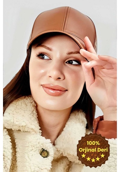Unisex %100 Deri Arkadan Ayarlanabilir Kep Şapka Taba