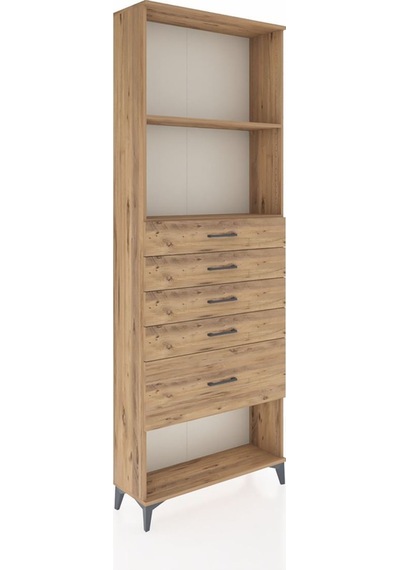Arges Dolap 2 Raflı 5 Çekmeceli 88x30x243 Çam-çam Atlas Çam